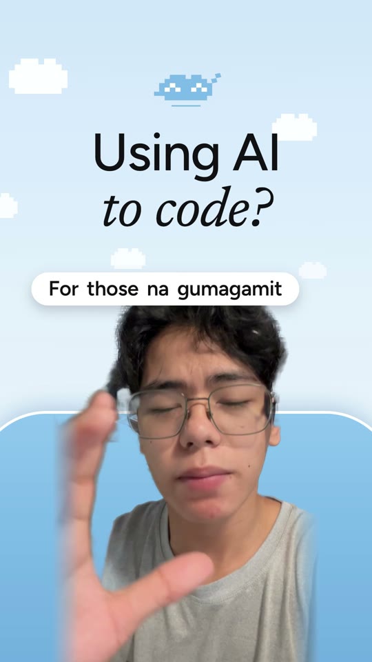 Finished frame: title card reading Using AI to code, with the creator cut out below